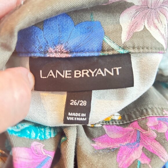 Lane Bryant Floral Anorak Jacket 26 Cotton Twill Utility Boho Spring Colorful - Picture 4 of 5